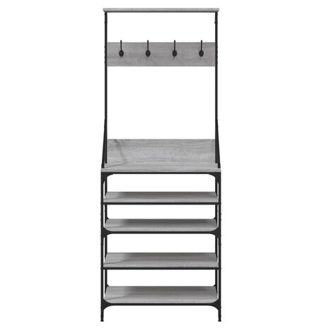 Kledingrek met schoenenrek 70x34x184 cm grijs sonoma eikenkleur 4