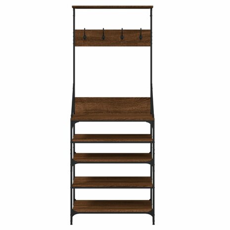 Kledingrek met schoenenrek 70x34x184 cm bruin eikenkleur 4
