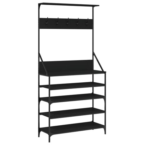 Kledingrek met schoenenrek 90x34x184 cm zwart 2