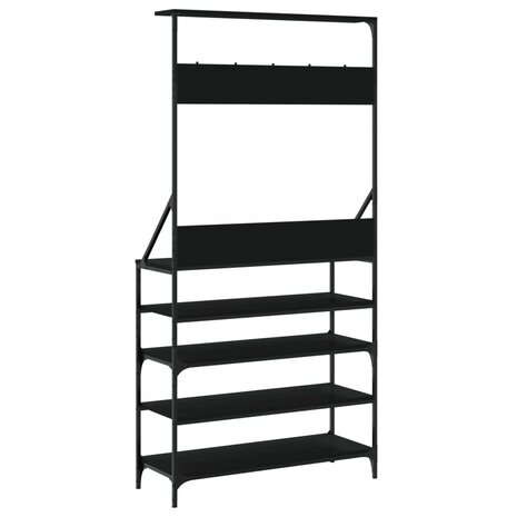 Kledingrek met schoenenrek 90x34x184 cm zwart 6