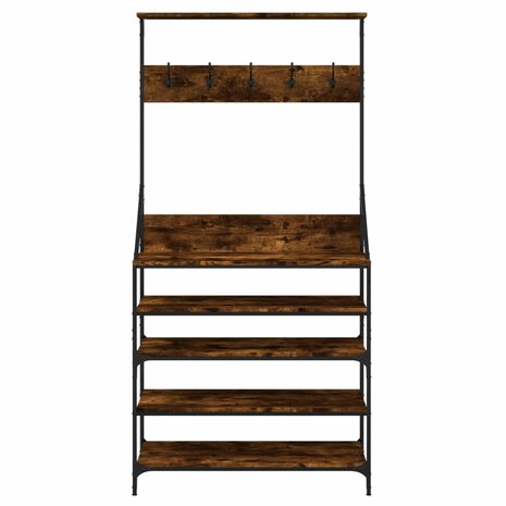 Kledingrek met schoenenrek 90x34x184 cm gerookt eikenkleurig 4
