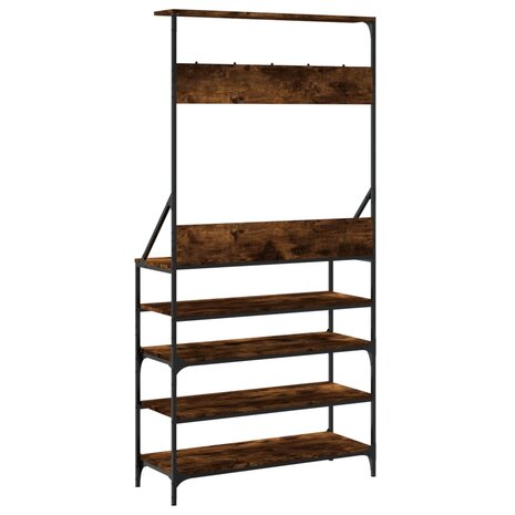 Kledingrek met schoenenrek 90x34x184 cm gerookt eikenkleurig 6