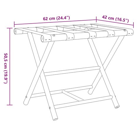 Bagagerek inklapbaar 62x42x50,5 cm bamboe 8