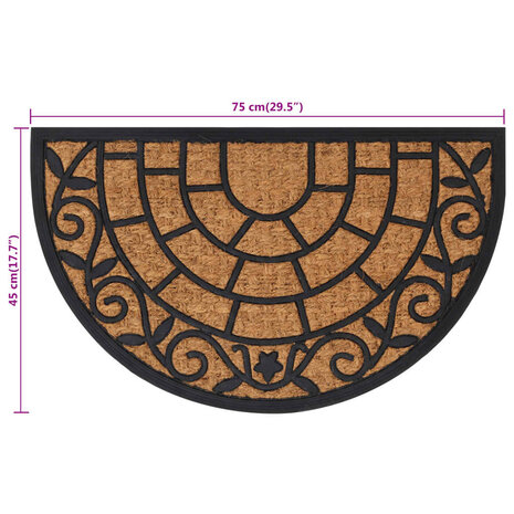 Deurmat halfrond 45x75 cm rubber en kokosvezel 7