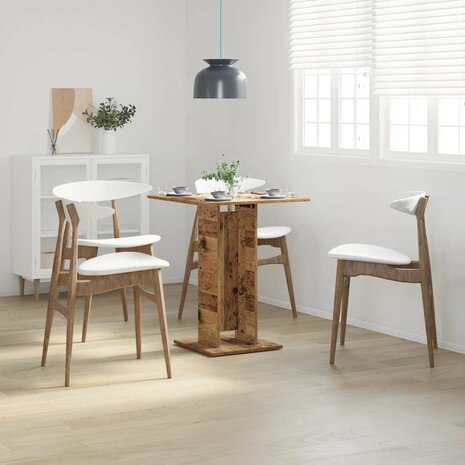 Bistrotafel 60x60x75 cm bewerkt hout oud houtkleurig 3