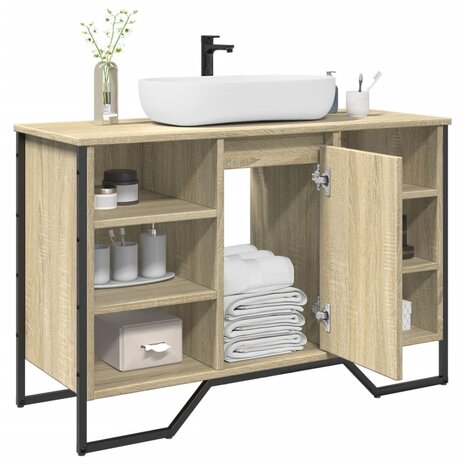 Wastafelkast 91x35x60 cm bewerkt hout sonoma eikenkleurig 1
