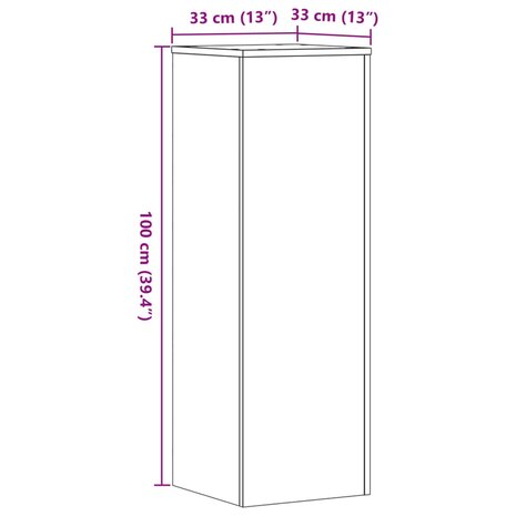 Plantenstandaard 33x33x100 cm bewerkt hout grijs sonoma eiken 9