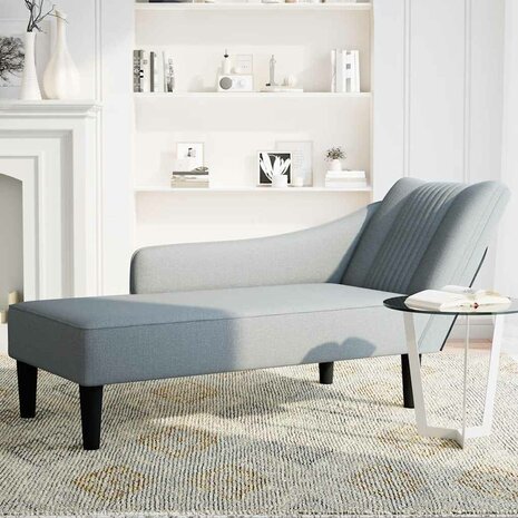 Chaise longue met rechterarmleuning stof lichtgrijs 3