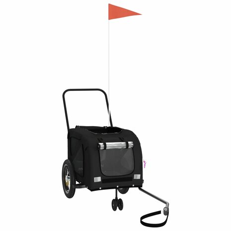 Hondenfietstrailer oxford stof en ijzer zwart 3