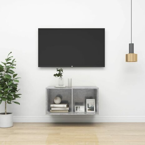 Tv-wandmeubel 37x37x72 cm bewerkt hout betongrijs 1