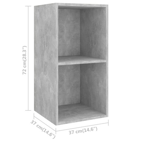 Tv-wandmeubel 37x37x72 cm bewerkt hout betongrijs 9