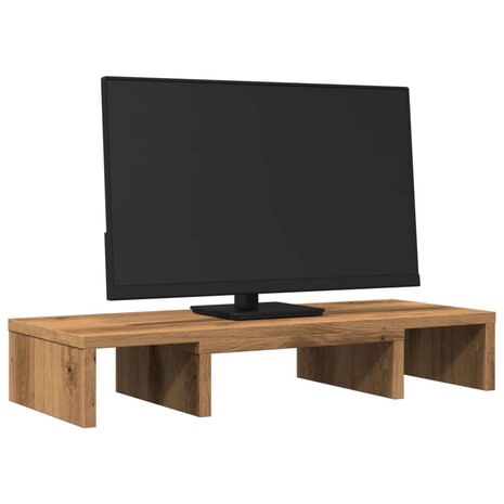 Monitorstandaard verstelbaar 60x24x10,5cm hout artisanaal eiken 3