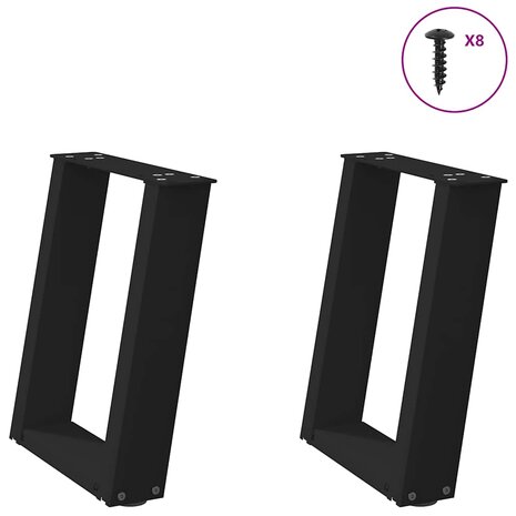 Salontafelpoten 2 st U-vormig 28x(42-43) cm staal zwart 1