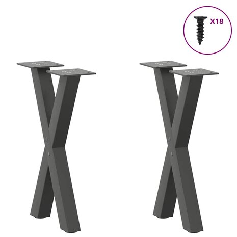 Salontafelpoten 2 st X-vormig 28x(42-43) cm staal antraciet 3