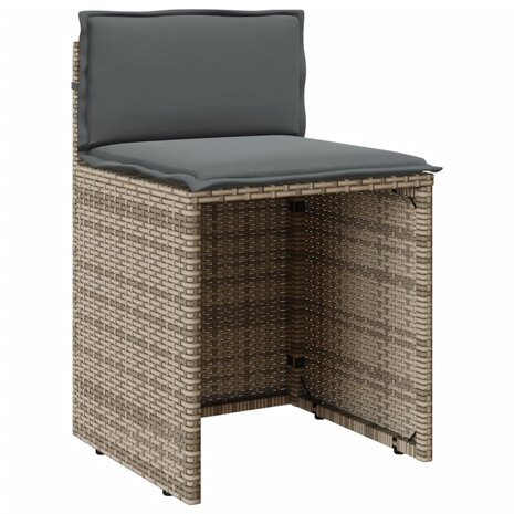 3-delige Bistroset met kussens poly rattan grijs 5