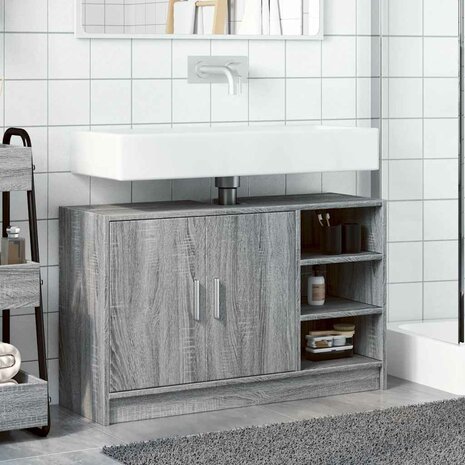 Wastafelkast 90x29x55 cm bewerkt hout grijs sonoma eikenkleurig 3
