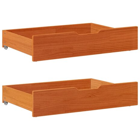 Bedlades 2 st 80x55x17 massief grenenhout wasbruin 1