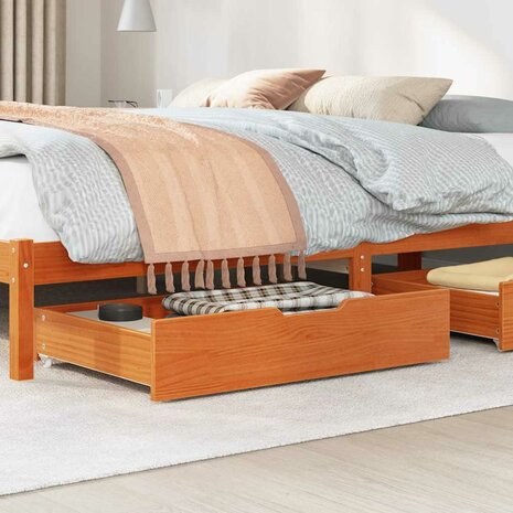 Bedlades 2 st 80x55x17 massief grenenhout wasbruin 2