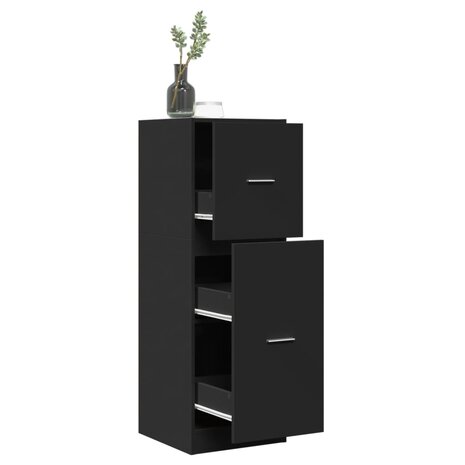 Apothekerskast 40x41x118 cm bewerkt hout zwart 1