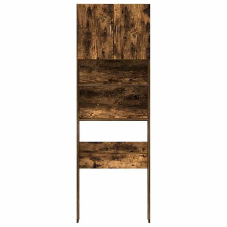 Wasmachinekast 64x24x190 cm bewerkt hout gerookt eikenkleurig 5