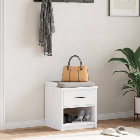 Gangbankje SANDNES wit 45x40x50 cm massief grenenhout 3