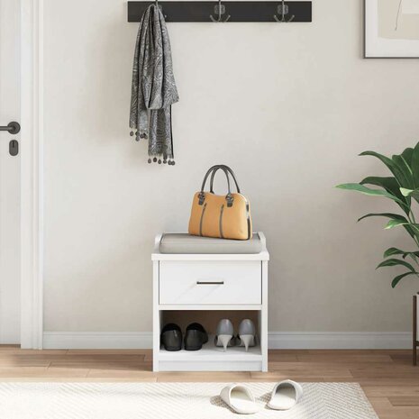 Gangbankje SANDNES wit 45x40x50 cm massief grenenhout 4