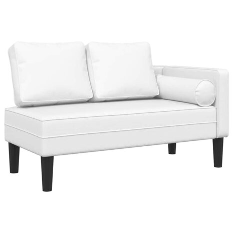 Chaise longue met kussens kunstleer wit 2
