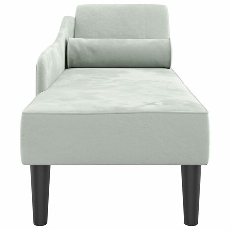 Chaise longue met kussens fluweel lichtgrijs 4