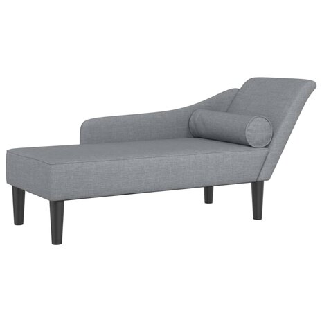 Chaise longue met kussens stof lichtgrijs 2