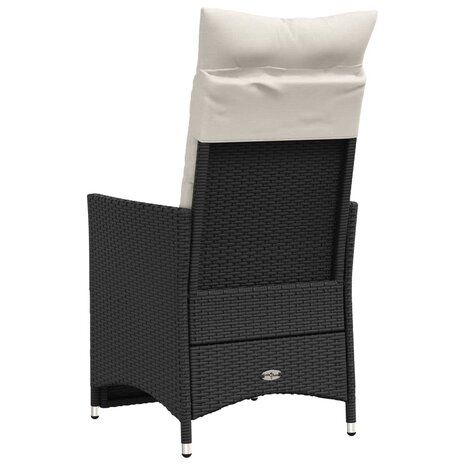 Tuinstoel verstelbaar met kussens poly rattan zwart 6