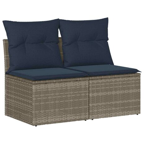 2-delige Loungeset met kussens poly rattan acacia grijs 2