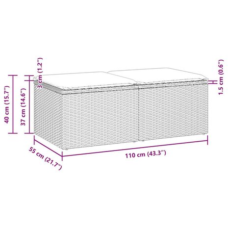 2-delige Loungeset met kussens poly rattan acacia lichtgrijs 6