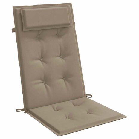 Stoelkussens 2 st hoge rug oxford stof taupe 5