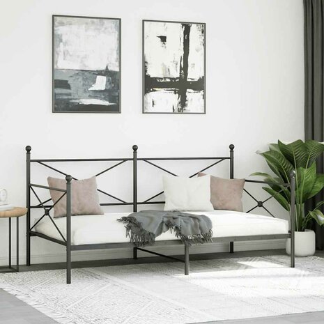 Slaapbank zonder matras 100x190 cm staal zwart 3