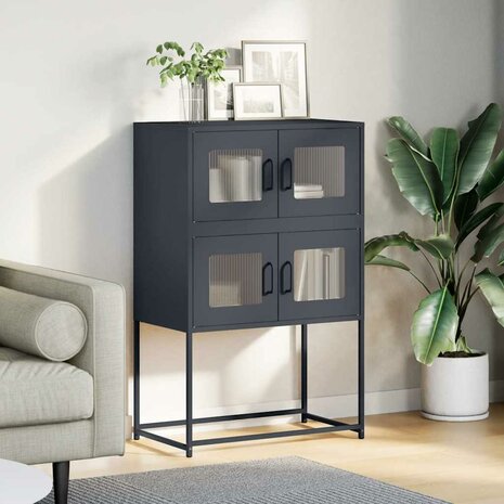Hoge kast 68x39x107 cm staal antracietkleurig 3