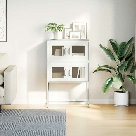 Hoge kast 68x39x107 cm staal wit 4