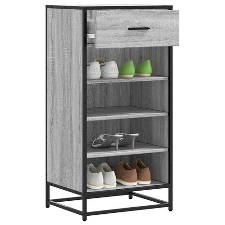 Schoenenrek 48x38x97,5 cm bewerkt hout grijs sonoma eikenkleur 1