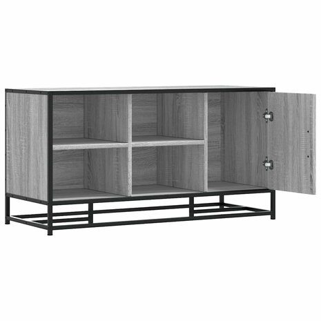 Schoenenbank 100x40x53,5 cm bewerkt hout en metaal grijs sonoma 5