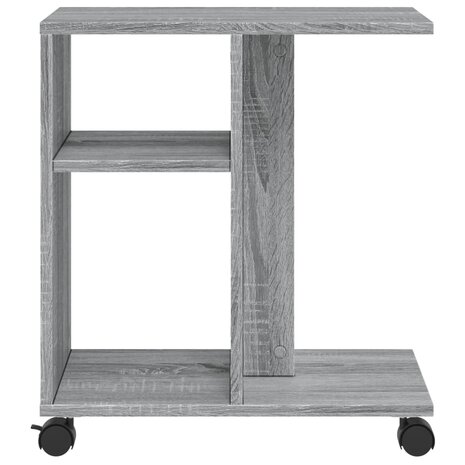 Bijzettafel met wieltjes 50x30x55 cm hout grijs sonoma eiken 5