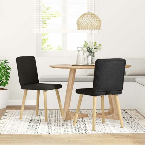 Eetkamerstoelen 2 st stof zwart 1