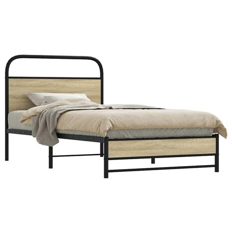Bedframe zonder matras bewerkt hout sonoma eikenkleur 90x190 cm 1