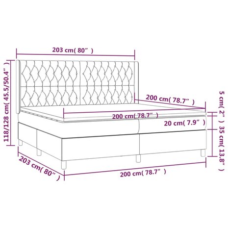 Boxspring met matras stof lichtgrijs 200x200 cm 7