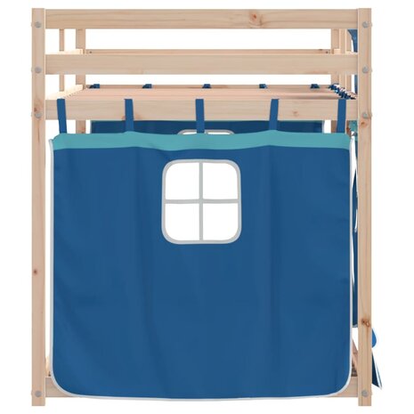 Stapelbed met gordijnen 90x190 cm massief grenenhout blauw 6