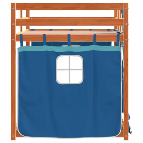 Stapelbed met gordijnen 90x200 cm massief grenenhout blauw 6