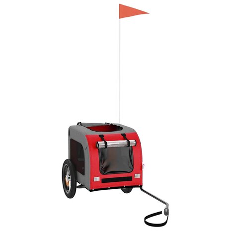 Hondenfietstrailer oxford stof en ijzer rood en grijs 3