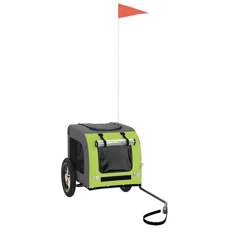 Hondenfietstrailer oxford stof en ijzer groen en grijs 2