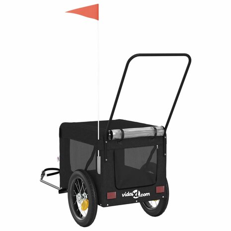 Hondenfietstrailer oxford stof en ijzer zwart 9