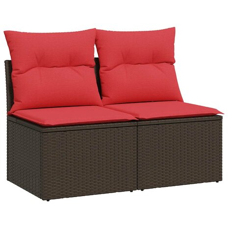 2-delige Loungeset met kussens poly rattan acacia bruin 2