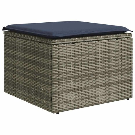 2-delige Loungeset met kussens poly rattan acacia grijs 4