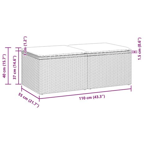2-delige Loungeset met kussens poly rattan acacia bruin 6